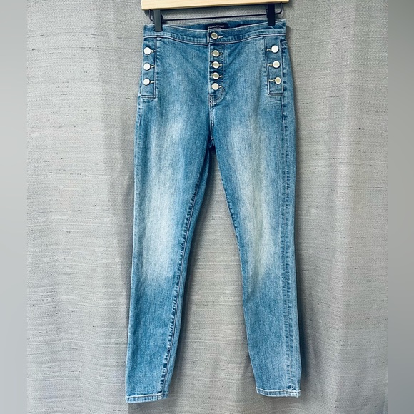 Banana Republic Premium Denim Medium Wash Button Fly High Rose Skinny Jeans 25 - Picture 2 of 12